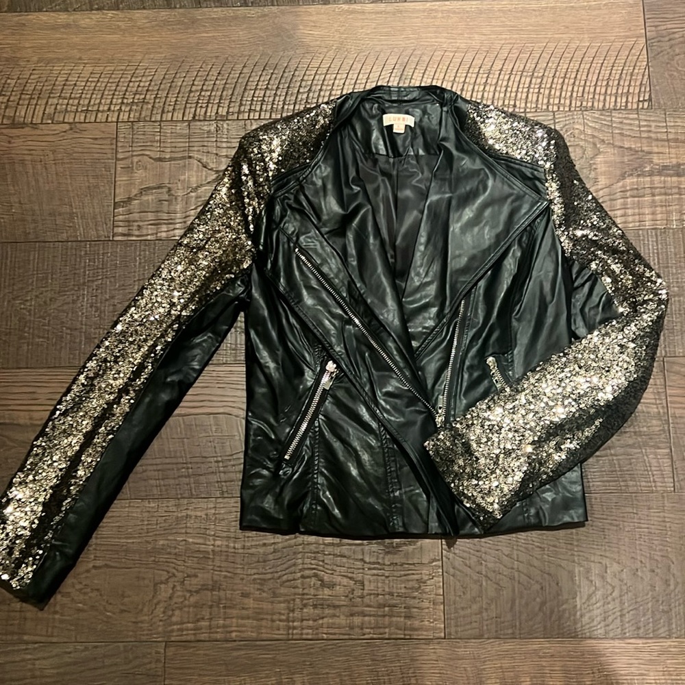 Faux leather sequined jacket